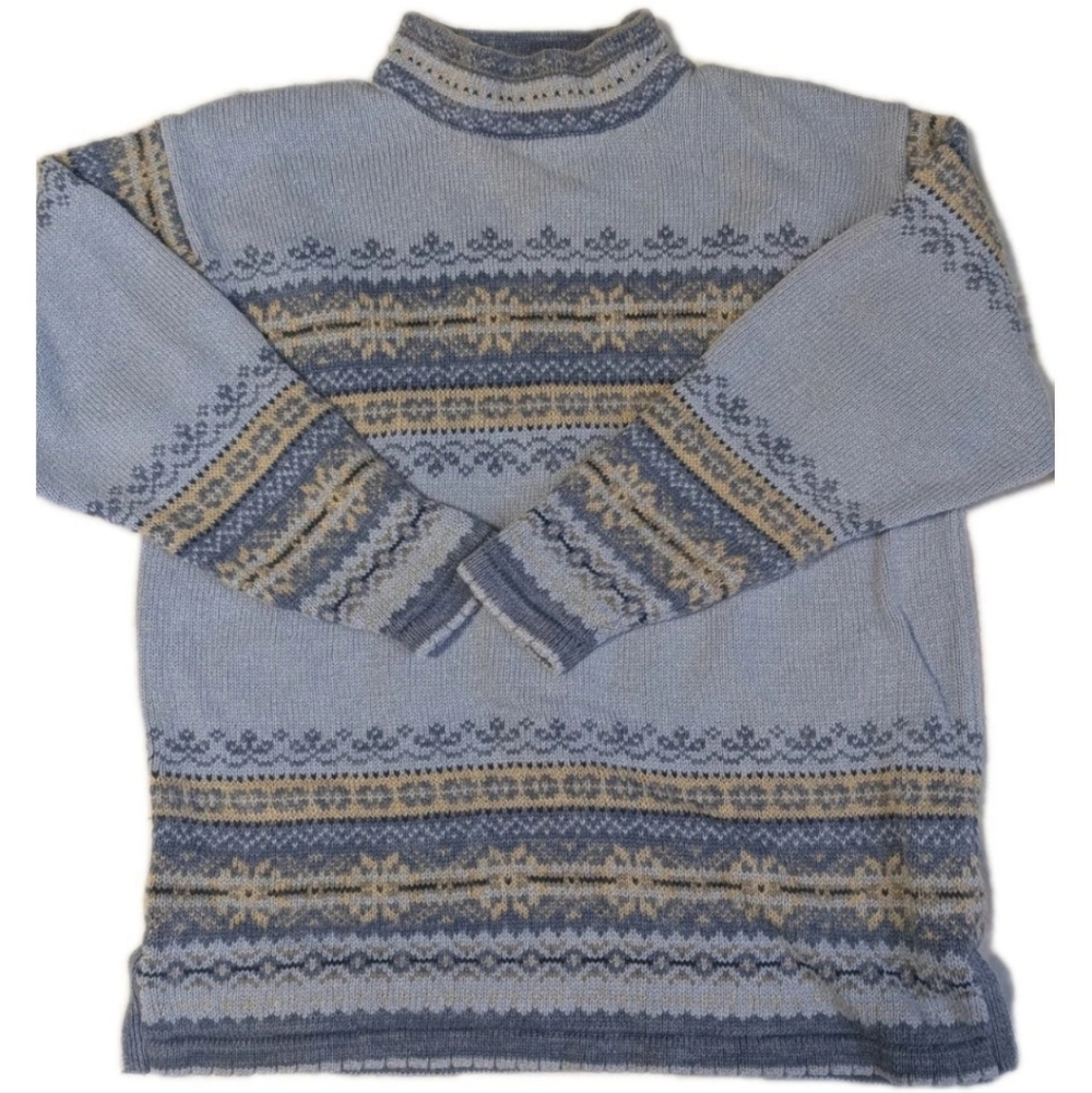 Erika Men's Blue and Gold Turtleneck Sweater